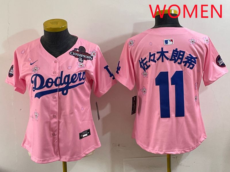 Women Los Angeles Dodgers #11 R.Sasaki Pink Sakura Edition 2025 Nike MLB Jersey style 8